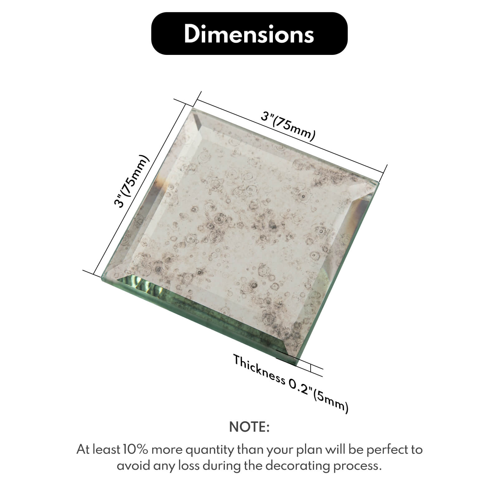 Peel and Stick 3 Inch Light Antique Mirror Backsplash, Square Tile for Kitchen Bathroom (32 Sheets, 2 SQ.FT.)